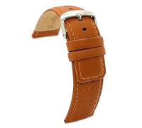 diloy Perforated smooth leather rally racing strap Colored contrast stitching - Sport design for watch - Sizes 18mm 20mm 22mm 24mm Black brown red navy blue 367 Tan 20mm