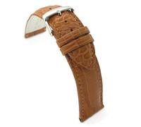 diloy Watch strap calf leather crocodile grain padded classic - Stainless steel buckle - Sizes 12mm 14mm 16mm 18mm 20mm 22mm 24mm 412 Black 24mm