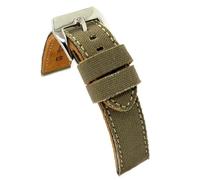diloy Watch strap denim fabric frayed leather lined flat sporty - Sizes 18mm 20mm 22mm 24mm 390 Mlitary Green 22mm