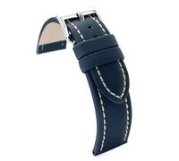 diloy Watch strap oiled cowhide leather with white stitching - Sport style for strong watches - Sizes 18mm 20mm 22mm 24mm 26mm - Black brown navy or red 377 Navy Blue 20mm
