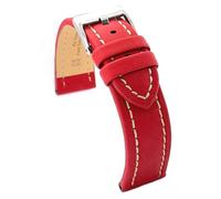 diloy Watch strap oiled cowhide leather with white stitching - Sport style for strong watches - Sizes 18mm 20mm 22mm 24mm 26mm - Black brown navy or red 377 Red 20mm