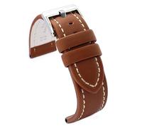 diloy Watch strap oiled cowhide leather with white stitching - Sport style for strong watches - Sizes 18mm 20mm 22mm 24mm 26mm - Black brown navy or red 377 Tan 22mm