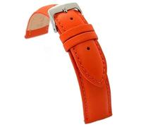 diloy XL leather watch strap for classic watches smooth stitched cowhide padded special length sizes 10mm 12mm 14mm 16mm 18mm 20mm 22mm 24mm 26mm 28mm 30mm 302EL Orange 24mm