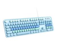 Dilter Large Print Wired USB Keyboard, 104 Keys Full Size Typewriter Keyboards, Plug and Play Office Computer Keyboard with Number Pad for Windows, PC, Laptop, Desktop (Blue Colorful)