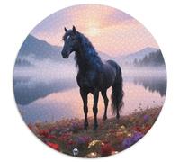 Dilu 1000pc Round Puzzle Highlighting Horse, A Joy to Assemble, Perfect for Relaxing in The Sunroom 1000pcs (67.5x67.5cm)