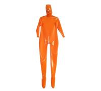 DILUEORJMFGK 100% Latex Rubber Suit Gummi Cosplay Maske Catsuit Party,orange,XL