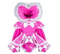 DILUEORJMFGK Maid Dress With Hat Cosplay PVC Lockable Customized Halloween Costume Customized,pink,6XL