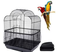 DILUSILK 1 Pcs Bird Cage Net Cover, XL Black Polyester Mesh, Breathable, Anti-Mess, Adjustable, Fits 170-200cm Circumference, Indoor/Outdoor Protection
