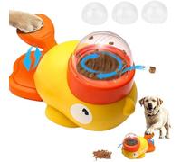 DILUSILK 1Pcs Interactive Yellow Duck Pet Feeder,2-in-1 Dog Treat Dispenser Toys,Interactive Dogs Cats Enrichment Toys,for Small Medium Large Cats Dogs Resistant Chew Pet Feeder