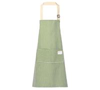 DILUSILK 1pcs Stripe Bib Apron, Chefs Apron, Woman Apron with Pockets, Adjustable Apron,Chefs Kitchen Aprons for Cooking, Baking, Gardening, Household Cleaning, Restaurant (Green)
