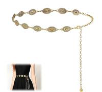 DILUSILK 1PCS Western Metal Concho Belt,Adjustable Waist Chain for Women,Cowgirl Chain Belt,Suitable for Dresses,Jeans,Costumes