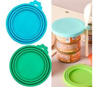 DILUSILK 2 Packs Can Lids for Tins Silicone Pet Can Lids, Dog Cat Food Can Covers, Universal Size Can Toppers, 1 fit 3 Standard Size Food Cans BPA Free Dishwasher Safe Can Tops (Sky blue and cyan)