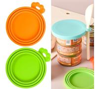 DILUSILK 2 Packs Can Lids for Tins Silicone Pet Can Lids, Dog Cat Food Can Covers, Universal Size Can Toppers, 1 fit 3 Standard Size Food Cans BPA Free Dishwasher Safe Can Tops (orange and green)