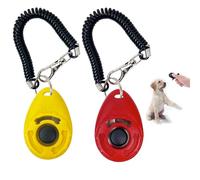 DILUSILK 2 PCS Dog Clicker, Dog Training Clicker with Wrist Strap for Dog Cat Horse Clickers for Dog Training Lightweight Durable Puppy Clicker Training Kit, for Pet Lovers (Red ，Yellow)
