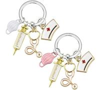 DILUSILK 2 Pcs Keyring for Nursing,Paramedic Medical Student Nurse Graduation Gifts Keychains for Doctors Stethoscope Nurse Cap keyring for Nurse Accessories Midwife Vet Veterinary Nurse Doctor