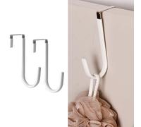 DILUSILK 2 PCS Over The Door Hooks, Single Hooks Hanger Metal for Hanging Towel Coats Clothes Hats Bags Bathroom, Over The Door Hangers with Soft Rubber Surface Prevents Scratches