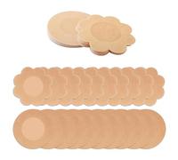 DILUSILK 40pcs Invisible Nipple Covers - Plum Shaped Round Self-adhesive Nipple Stickers, Natural Skin Color, Soft Comfortable Petal Pasties for Women Girls