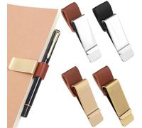 DILUSILK 4pcs Pen Holder for Notebook, Pen Loop for Notebook, PU Leather Retro Metal Pen Holder Clip for Journal, Planner, Clipboard, Office