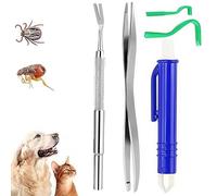 DILUSILK 5 in 1 Tick Removal Kit for Pets, Stainless Steel Tick Remover Tools Set for Dogs, Cats, and Humans 2 Tick Remover Hooks, 2 Tweezers, and 1 Tick Remover Tool