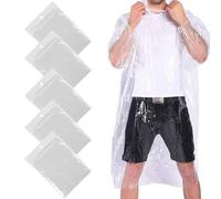 DILUSILK 5 Pack Disposable Rain Ponchos,Emergency Raincoats Waterproof Ponchos,Adults with Hood and Sleeves For Camping,Sports Match,Fishing,Festival Poncho