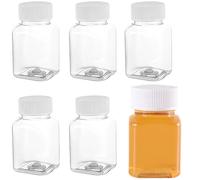 DILUSILK 6PCS 50ml Clear Ginger Shot Bottles - Small Square Reusable Juice Bottles with Lids, Leak-Proof for Juice Milk Water Beverages