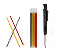 DILUSILK Carpenters Pencil, Solid Mechanical Carpenter Pencil Set with 6 Refills (3 Colors), Long Nose Metal Nib, Deep Hole Marker for Construction, Heavy Duty Woodworking Pencils for Architect