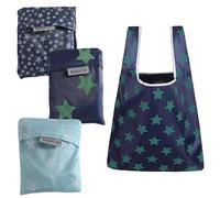DILUSILK Foldable Shopping Bag,3 pcs Stylish And Sophisticated Shopping Bags, A Uniquely Designed Foldable Shopping Bag That Is Suitable For Reuse (Blue sky star, blue pentagram, blue pentagram)