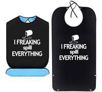 DILUSILK Funny Adult Bibs for Elderly, Washable and Reusable Adult Bib, Waterproof Clothing Protector with Crumb Catcher Washable and Reusable Adult Bibs for Men, Women, Elderly