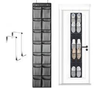 DILUSILK Over The Door Organizer with 14 Pockets & 2 Hooks - Large Capacity Storage Hanger for Shoes, Accessories, and Closet Essentials (Space-Saving Design, Black)