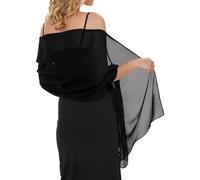 DILUSILK Shawls and Wraps for Women,Black Shawl,Ladies Evening Shawls and Wraps for Dresses,Chiffon Shawl,70.74 X 25.56 In Chiffon Silk Scarf for Wedding Evening Party Dresses