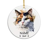 Dilute Calico Cat Keepsake Christmas Tree Decorations Ceramic Ceramic Hanging With Ribbon Remembrance Ornament
