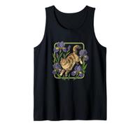 Dilute Calico Maine Coon Cat Surrounded by Irises Tank Top