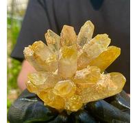 dilute Yellow Phantom Cluster Crystal raw ore Decoration Ornaments (Size : 200-250g) Gemstone Stone
