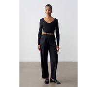 Dilvin Belted Straight-Leg Crepe Trousers In Black Black