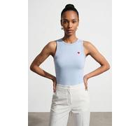 Dilvin Embroidered Sleeveless Slim-Fit Jersey Blouse In Baby Blue Baby Blue