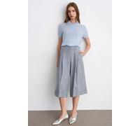 Dilvin High-Waist Pleated Wide-Leg Capri Trousers In Light Grey Light Grey