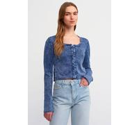 Dilvin Women's Cotton Ribbed Crop Cardigan in Midnight Dilvin Midnight One Size