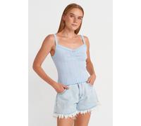 Dilvin Women's Cotton Ribbed Square-Neck Cami Blouse in Baby Blue | Size: Small Dilvin Baby Blue S