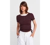 Dilvin Women's Cotton Slim Fit Crew Neck T-Shirt in Maroon | Size: Small Dilvin Maroon S