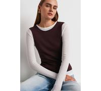 Dilvin Women's Fitted Cotton Crew Neck Long Sleeve Blouse in Chocolate | Size: Small Dilvin Chocolate S