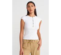 Dilvin Women's Fitted Cotton Jersey Crew Neck T-Shirt in White | Size: Large Dilvin White L