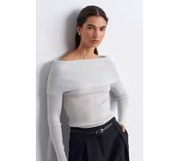 Dilvin Women's Fitted Off-Shoulder Ribbed Knit Sweater in Off-White Dilvin Off-White One Size