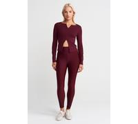 Dilvin Women's High-Waist Skinny Leggings With Zip Detail in Burgundy | Size: Medium Dilvin Burgundy M