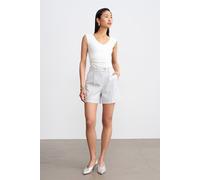 Dilvin Womens High-Waist Tailored Woven Shorts - Off-White
