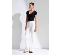 Dilvin Women's Mid-Waist Flare Jersey Pants With Drawstring in White | Size: Large Dilvin White L