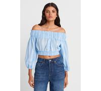 Dilvin Women's Off-shoulder Crop Blouse in Baby Blue | Size: Small Dilvin Baby Blue S