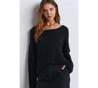 Dilvin Women's Ribbed Boat-Neck Knit Sweater in Black Dilvin Black One Size