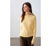 Dilvin Women's Ribbed Boat Neck Knit Sweater in Lemon Dilvin Lemon One Size
