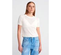 Dilvin Women's Ribbed Crew Neck Short-sleeve Sweater in Off-White Dilvin Off-White One Size