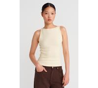 Dilvin Womens Ribbed Halterneck Slim-Fit Blouse - Cream - Size Large